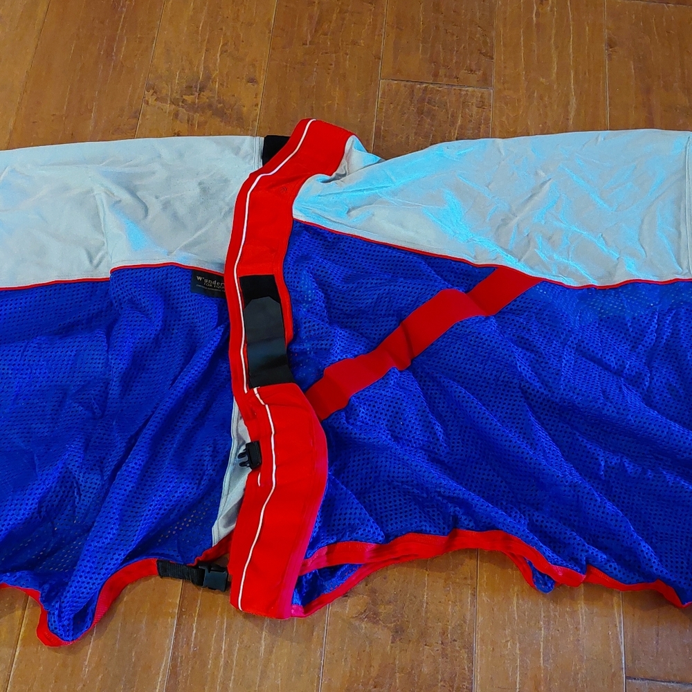 Horses Scrim Fly Cooler Sheet Red White Blue Wunderwear New 78" HTF